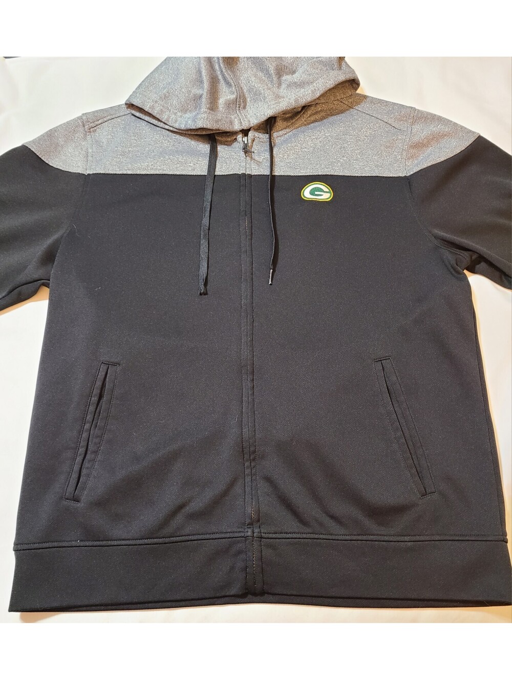 NFL Green Bay Packers Full Zip Hoodie Mens Sz XL Black & Gray Logo Football EUC
